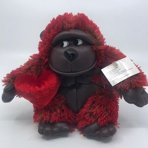 Dan Dee Plush Valentines Red Faux Leather Gorilla Stuffed Animal